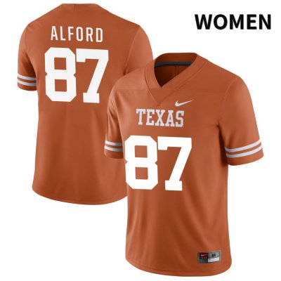Texas Longhorns Women's #87 Parker Alford Authentic Orange NIL 2022 College Football Jersey YYQ33P4E